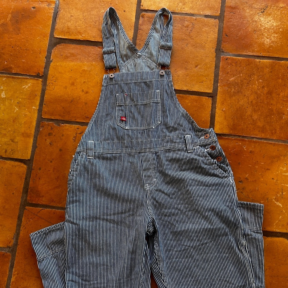 Dickies Blue & White Striped Cotton Overalls